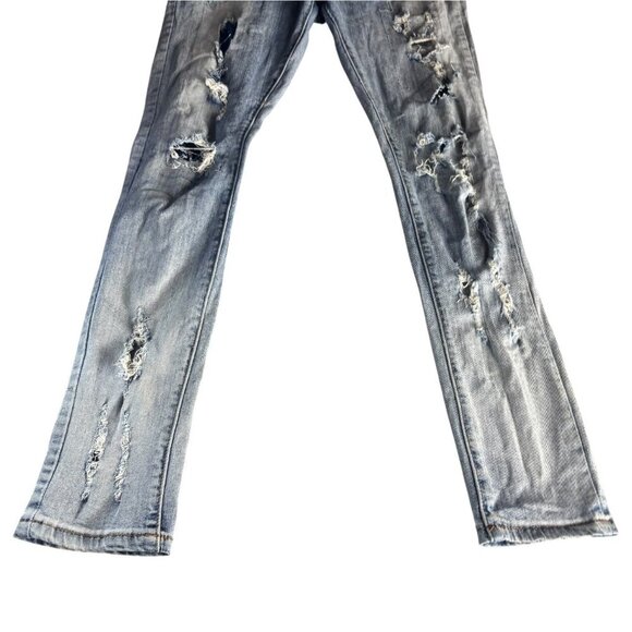 V.I.P Jeans Girls Distressed Denim Slim Fit Size 14 Ripped Five Pocket Style - Picture 13 of 16